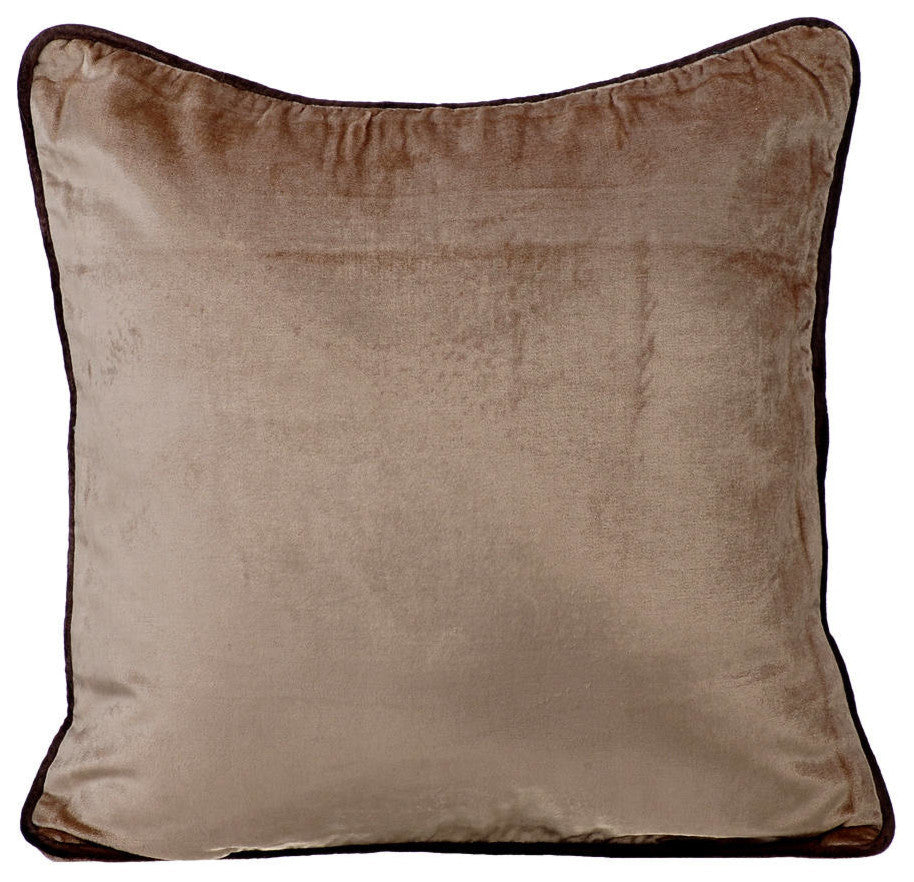 Throw Pillow Covers 18" x 18" Cushion Cover Brown Velvet Solid - Creamy Browns