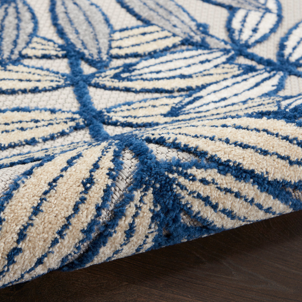 Nourison Aloha 2' x 6' Ivory/Navy Tropical Area Rug