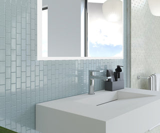 CastelloUSA Anacleto Ceramic Pressed 1"x2" Mosaic Tile, Light Blue