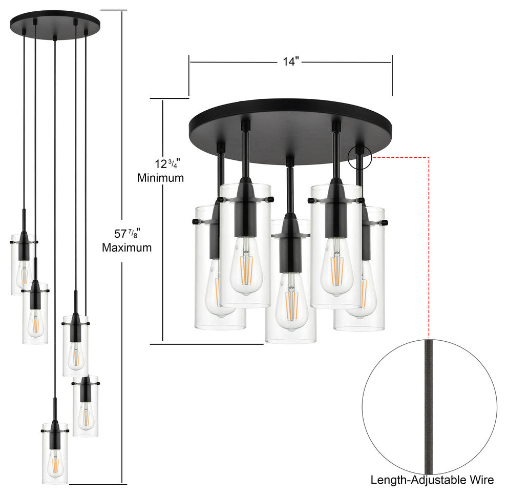Effimero 5-Light Cluster Pendant, Black