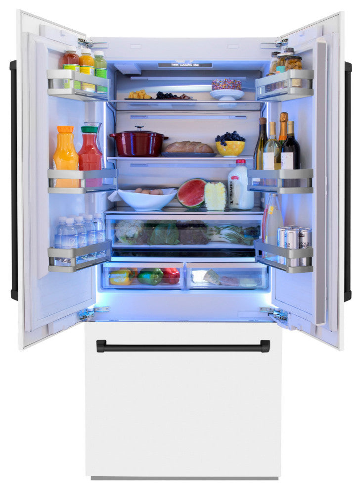 ZLINE Refrigerator With Internal Water, White Matte RBIV-WM-36-MB