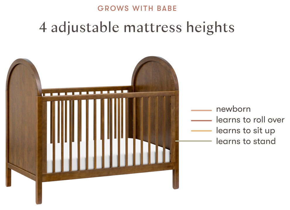 Bondi Cane 3-in-1 Convertible Crib with Toddler Bed Conversion Kit, Natural Walnut, Wood