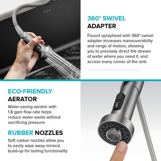 Bolden Commercial Style 2-Function Pull-Down 1-Handle 1-Hole Kitchen Faucet, Spot-Free Stainless Steel/ Chrome