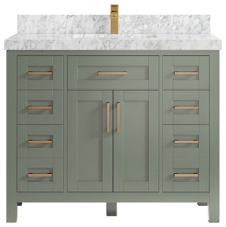 Cambridge 42" Single Sink Bath Vanity in Evergreen 2" Carrara Marble