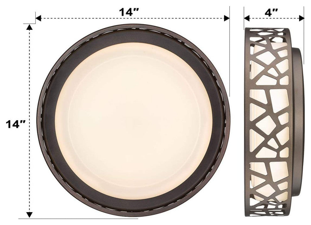 14 inch LED Flush Mount Ceiling Light round light ceilihg fixture with bronze