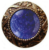 Victorian Jewel Knob Antique Brass, Blue Sodalite Natural Stone, Antique Brass,