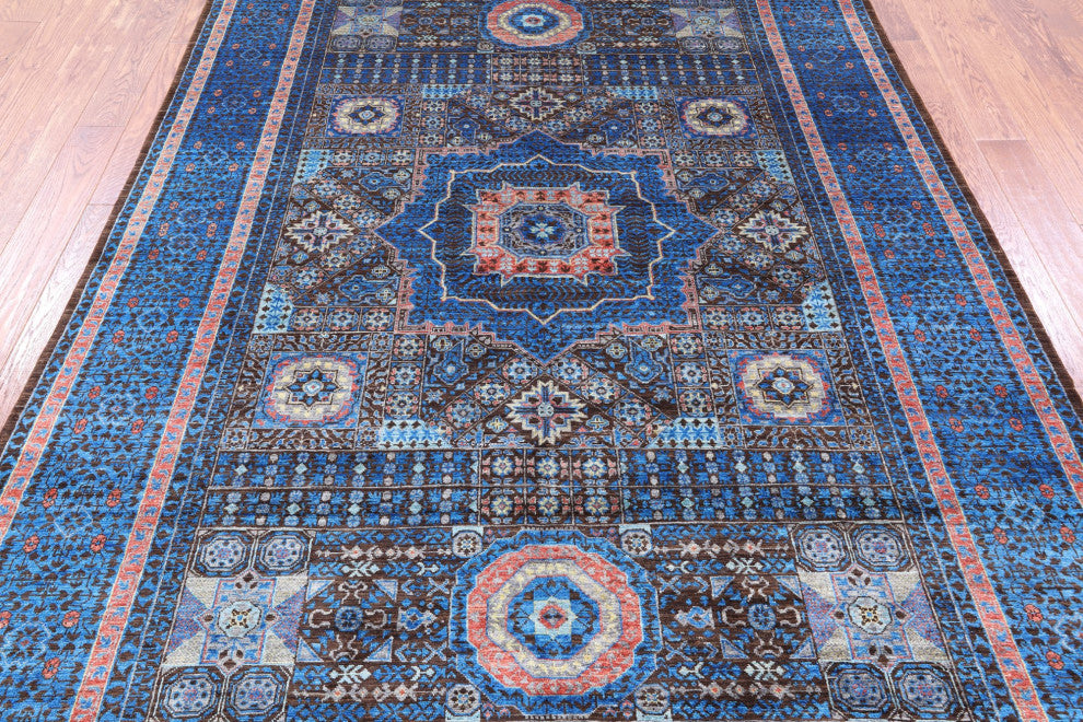 Mamluk Geometric Hand-Knotted Rug 6' 8" X 9' 9" - Q12241