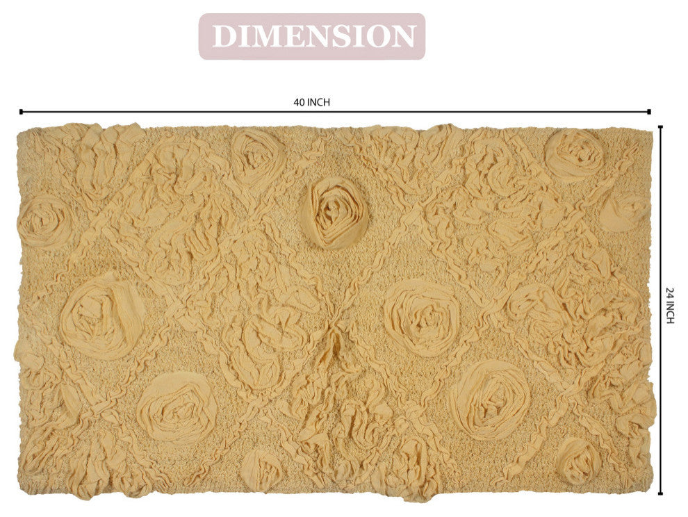 Modesto Bath Rug Bath Rugs Set, 24x40 Rectangle, Yellow