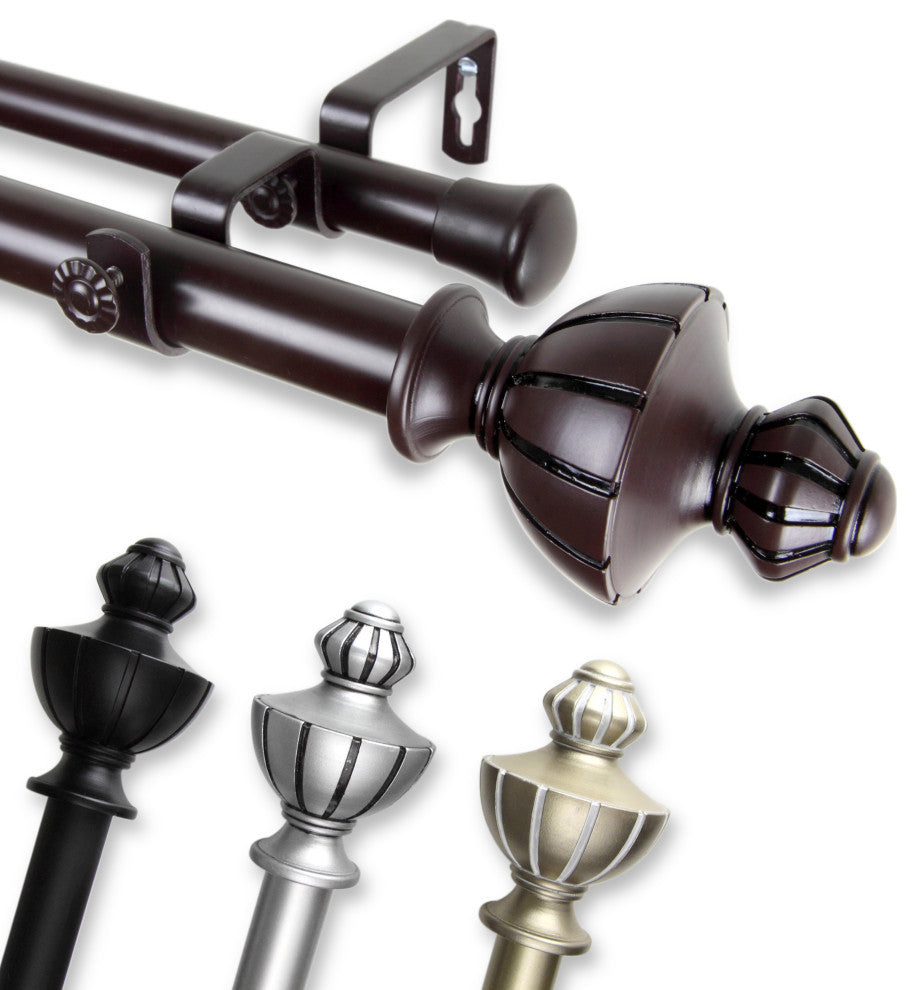 Jacob 1" Double Curtain Rod, Light Gold, 48-84"