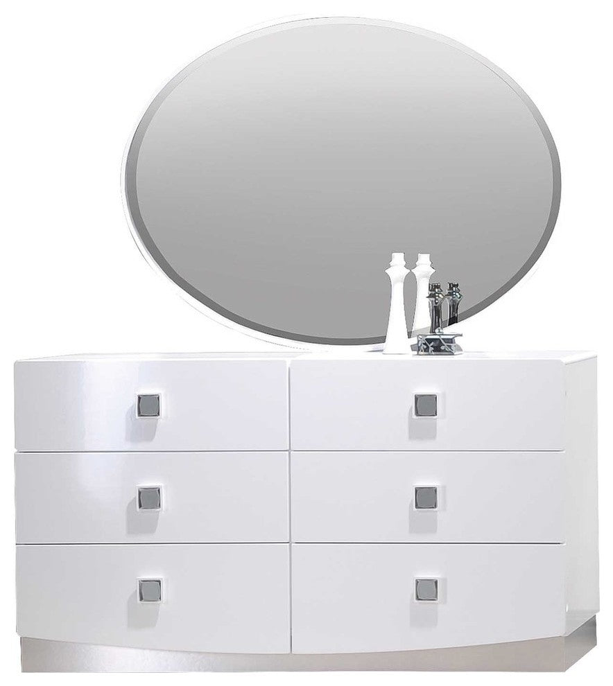 France White Modern Dresser and Mirror, 2-Piece Set