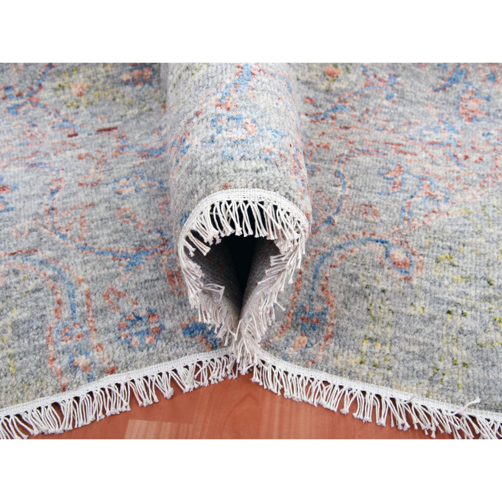 Gray Goose Oushak influence With Salt and Pepper Motif 100% Wool Rug 9'1"x12'1"