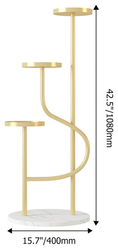 42.5" Tall Metal Plant Stand 3 Tier Modern Corner Ladder Planter in Gold