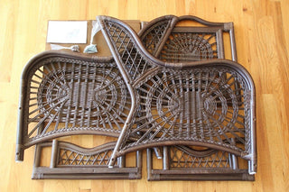 Malibu Lounge Armchair, Natural Rattan Wicker Handmade, Colonial, Cream Cushions