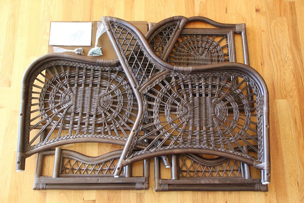 Malibu Lounge Armchair, Natural Rattan Wicker Handmade, Colonial, Cream Cushions