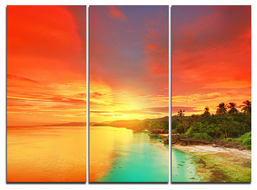 "Beautiful Coastline in Philippines" Metal Wall Art, 3 Panels, 36"x28"