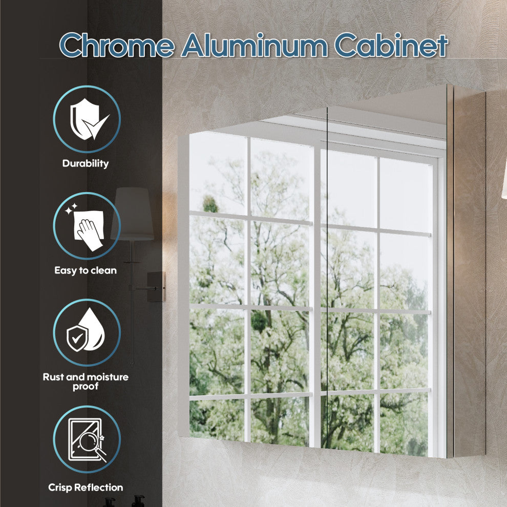 Recessed/Surface Mount Bathroom Medicine Cabinet, Soft-Close Blum Hinges, 36"x30", Dual Swing