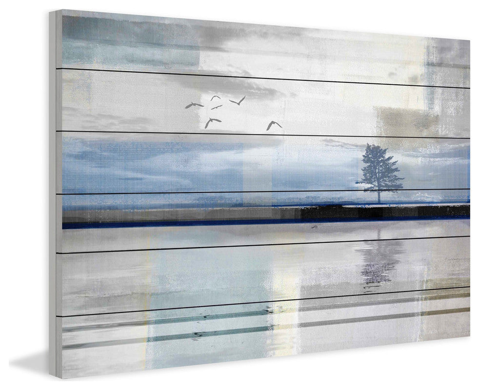 "Shimmering Reflection" Painting Print on White Wood, 18"x12"