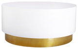 Deco Coffee Table, White Lacquer Metal Top, Gold Metal Base