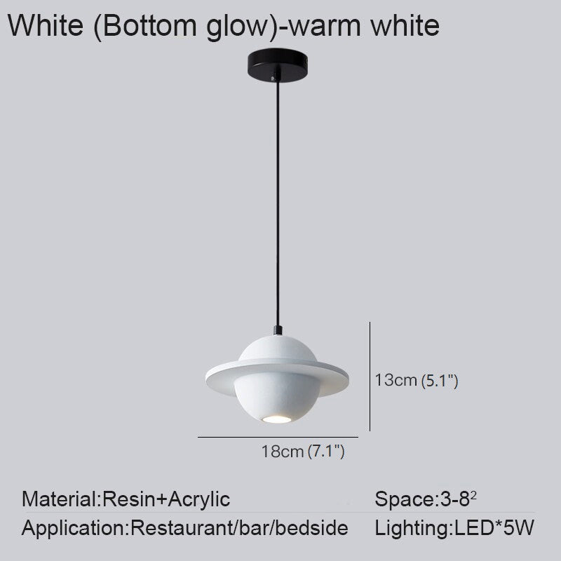 MIRODEMIÂ® Pierrefeu | Planet Saturn LED Industrial Decor Lighting, White Bottom Glow