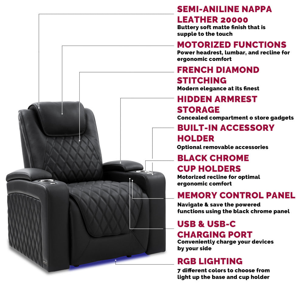 Valencia Oslo Luxury Edition Home Theater Seating Row of 5 Loveseat Ri