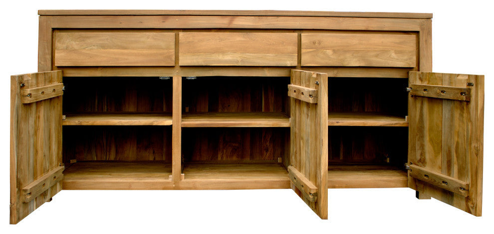 Recycled Teak Wood Valencia Bathroom Linen Cabinet With 3 Doors/3 Drawers