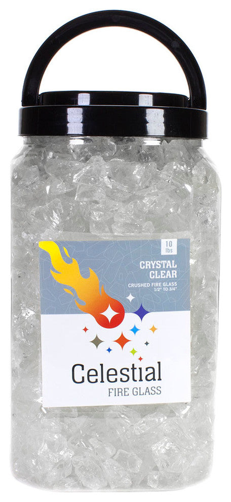 Crushed Fire Glass - Crystal Clear 1/2" to 3/4", 10 lb. Jar