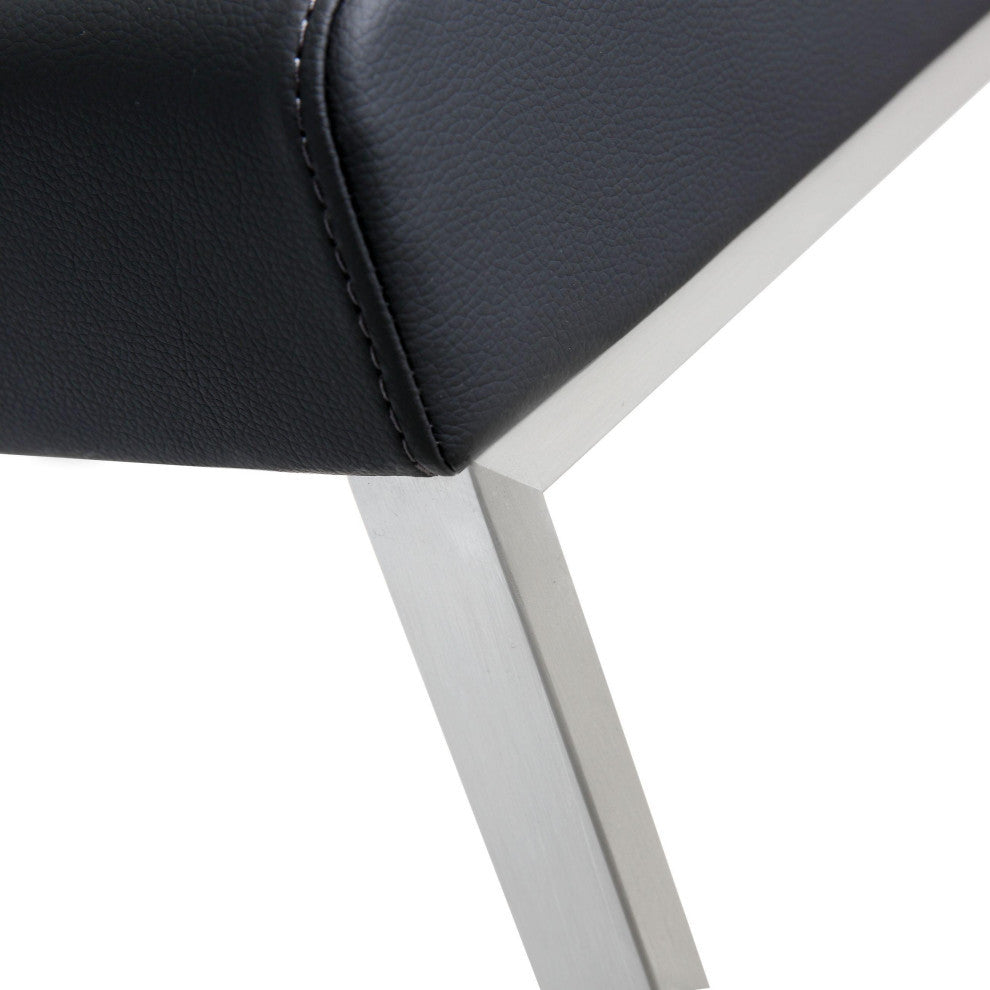 Denmark Stainless Steel Stool, Set of 2, Black/Silver, Bar Height