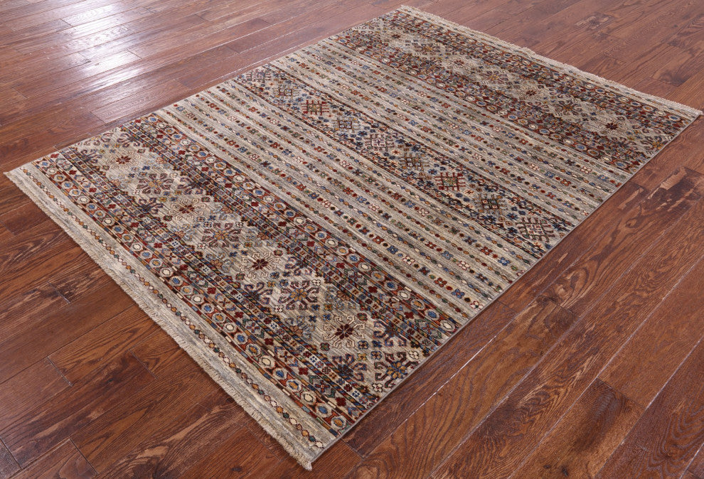 Khorjin Super Kazak Hand-Knotted Wool Rug 5' 0" X 6' 8" - Q12302