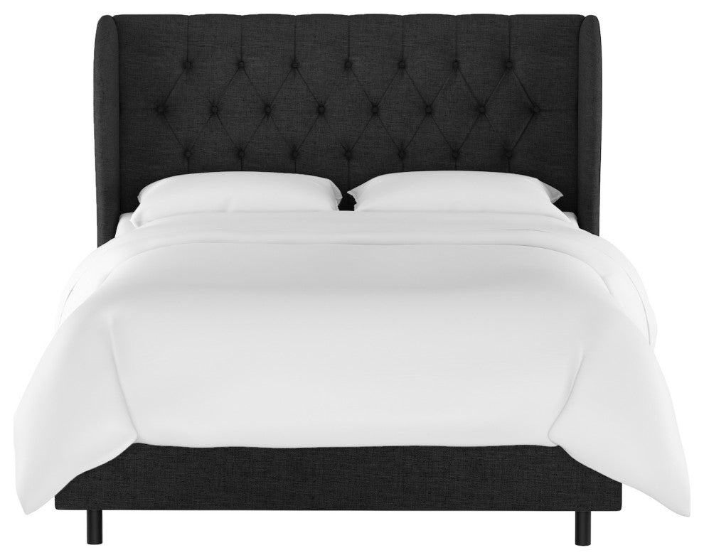 Bradwell King Tufted Curved Wingback Bed, Zuma Caviar
