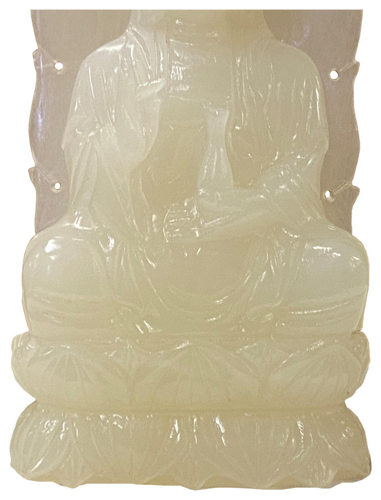Chinese Off White Color Stone Guan Yin Bodhisattva Avalokitesvara Statue ws1773