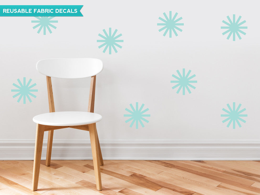 Starburst Fabric Wall Decals, Set of 8, Aqua