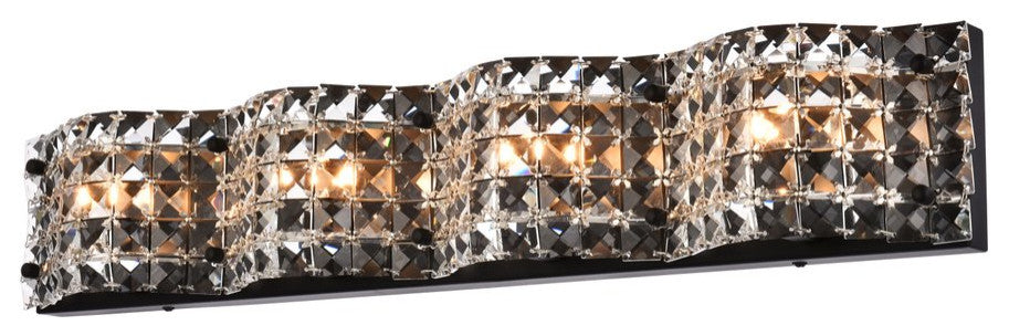 Oliver Light Bath Sconce, Black With Clear Crystals