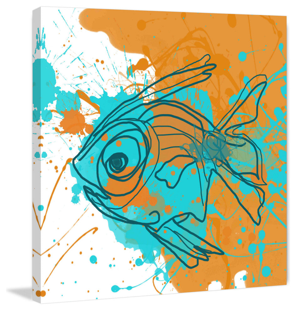 "Aqua Fish" Painting Print on Canvas by Irena Orlov