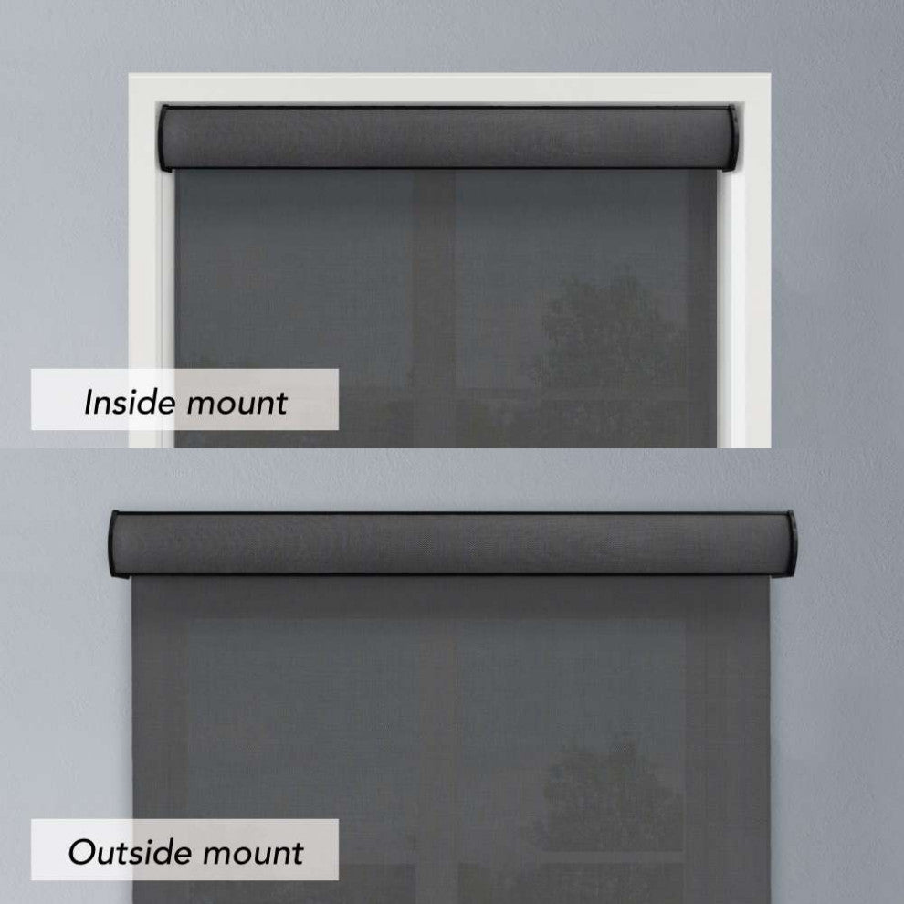 Linen Avenue Custom Cordless Cassette 5% Solar Roller Shade, 46Wx66H Charcoal