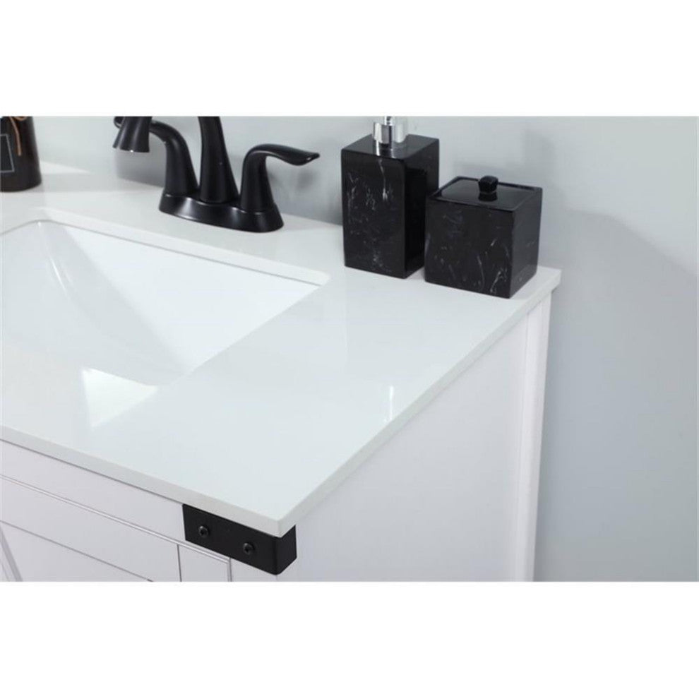 Elegant Decor Grant 30" Aluminum MDF Single Bathroom Vanity in White