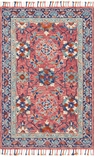 Wool Hooked Zharah Area Rug, Rose/Denim, 7'9"x9'9"
