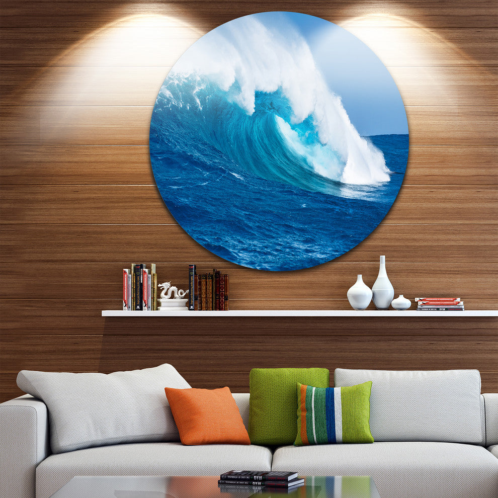 Sea Returns, Photo Seascape Large Disc Metal Wall Art, 11"