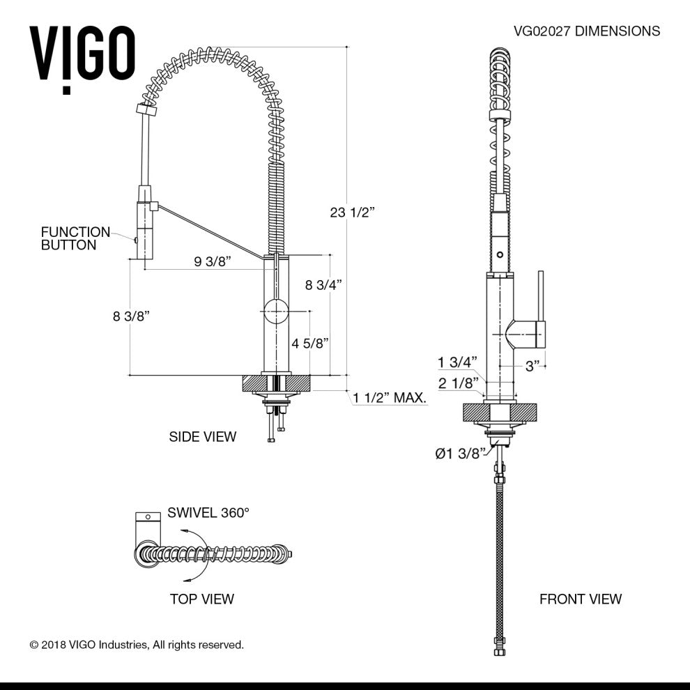 VIGO Livingston 24" H Single Handle Pull-Down Sprayer Kitchen Faucet, Matte Black, Without Extras