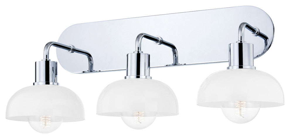 Kyla 3-Light Bath Bracket, Polished Chrome Finish, Opal Glossy Glass