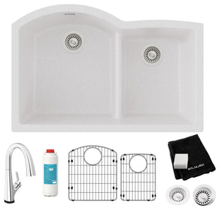 Quartz Classic 33" Undermount Sink Kit With Filtered Faucet, White