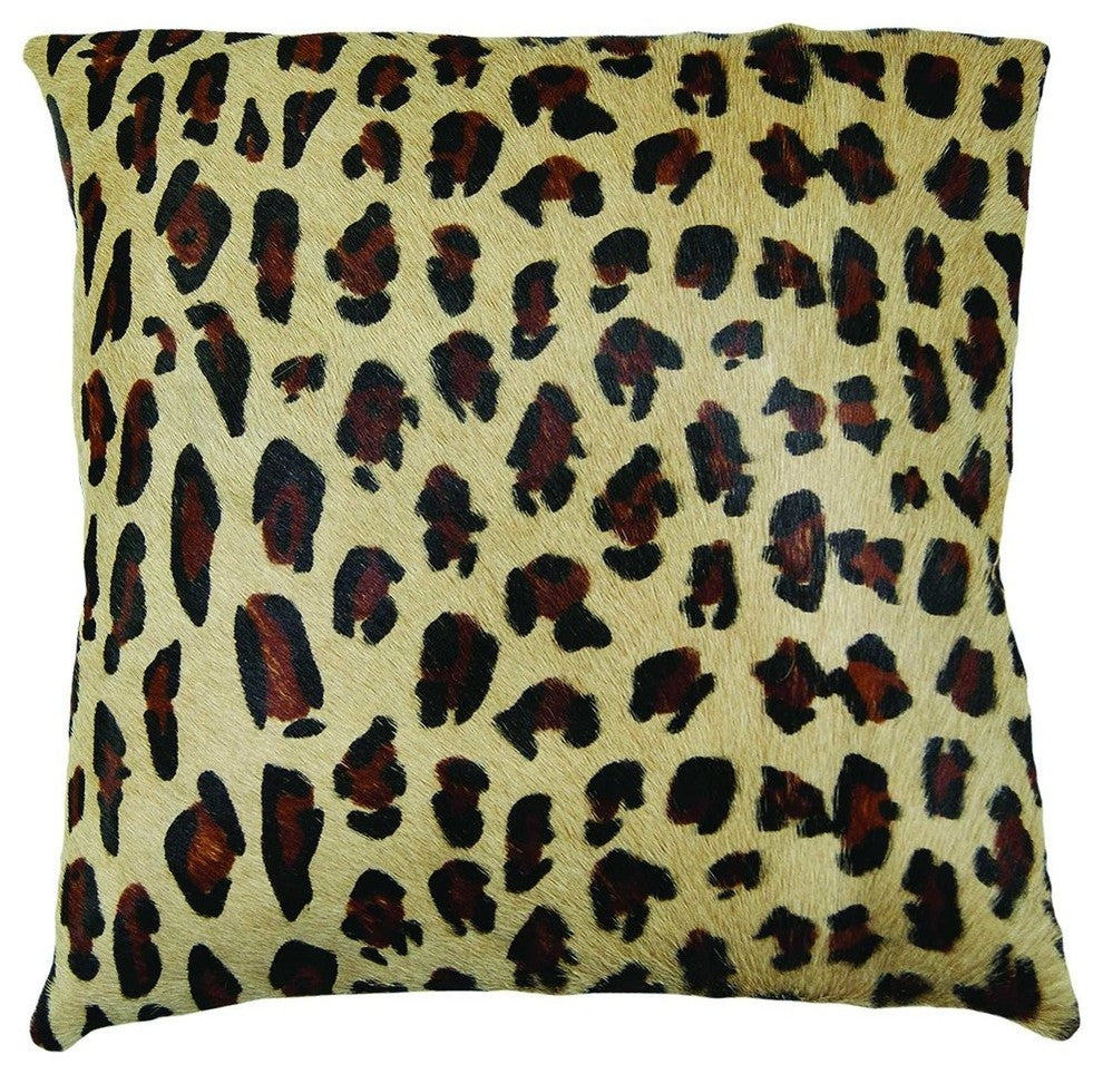 18" X 18" X 5" Striking Leopard Torino Kobe Cowhide  Pillow