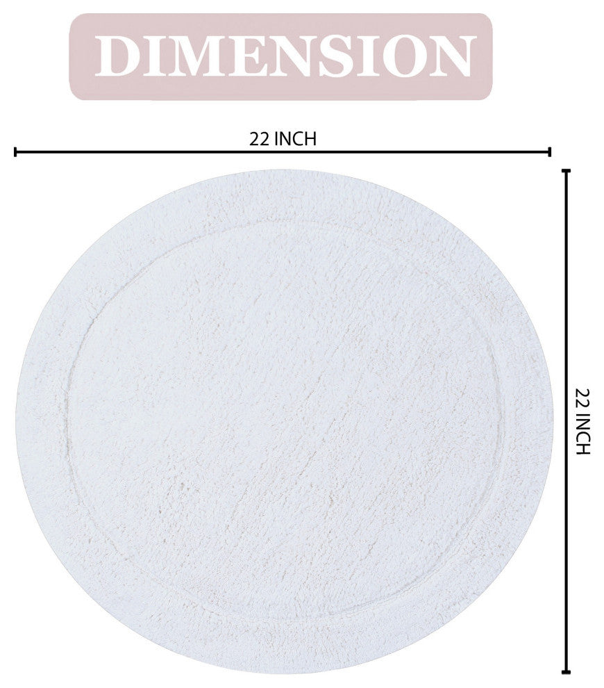 Waterford Absorbent Cotton and Machine washable Bath Rug 22" Round, White