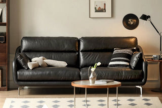 Leather Classic Sofa, Brown Yellow 4-Seater Sofa 110.2x38.2x36.6"