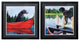 24" X 24" Dark Wood Toned Frame Dogs On Lake (Set Of 2)
