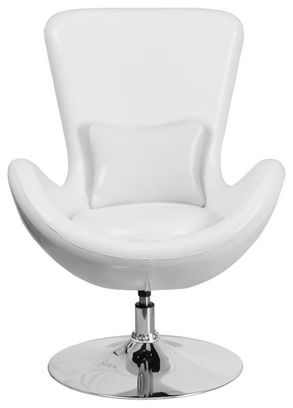 Egg Series White LeatherSoft Side Reception Chair