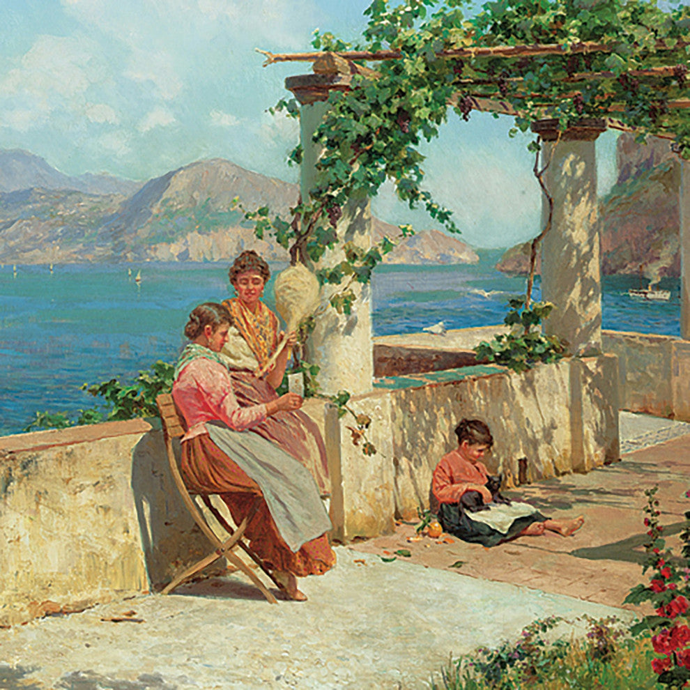 "Figures on a Terrace in Capri" Stretched Canvas Replica, 20.5"x15.5"