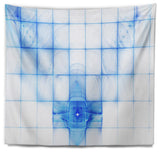 Bat Outline on Radar Screen Abstract Wall Tapestry, 60"x50"