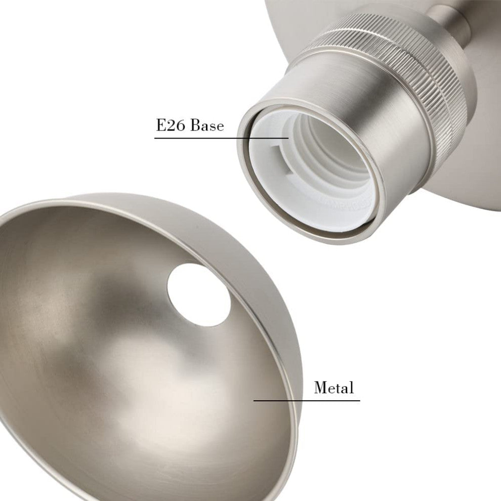 Industrial Semi Flush Mount Ceiling Light Bowl Metal Ceiling Lamp With Silver