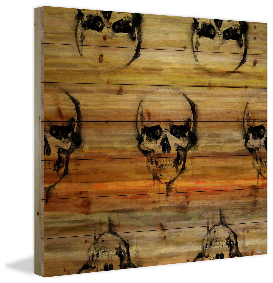 "Skull Circle" Print on Natural Pine Wood, 24"x24"