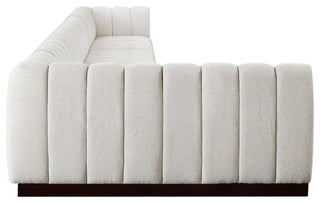 Quinn Chenille Upholstered 8-Piece L-Shaped Modular Sectional, Cream